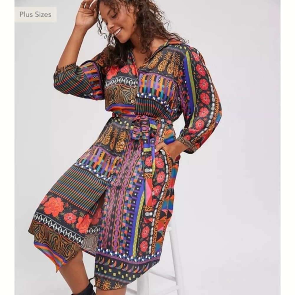 RARE NWT Anthropologie Farm Rio Ciela Midi Shift Dress - XL